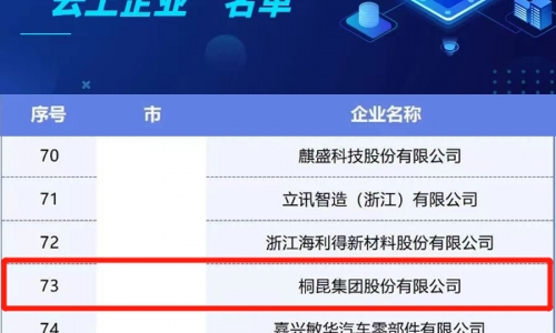 桐昆集团入选浙江省第二批制造业“云上企业”名单